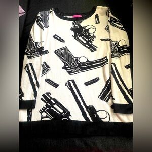 Betsey Johnson Black and White Graphic Sweater